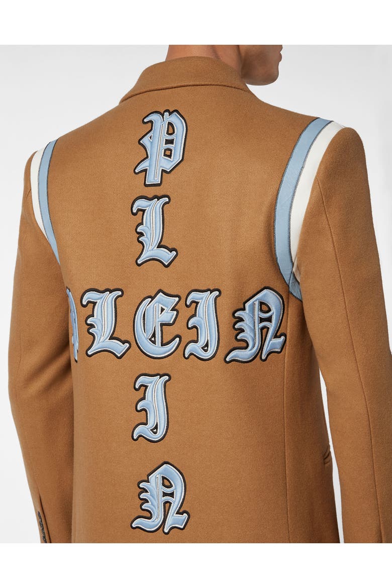 Wool Long Coat Gothic Plein Men, Alternate, color, beige