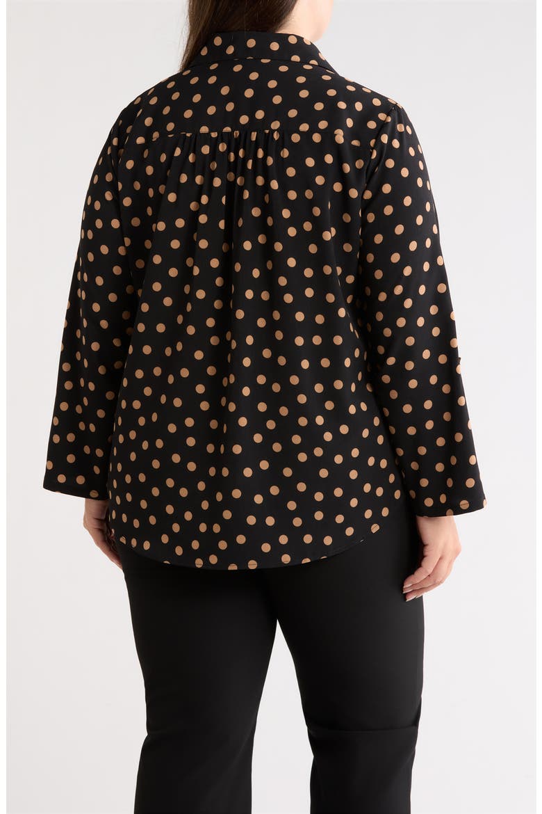 Polka Dot Roll Tab Sleeve Top, Alternate, color, ANNE BLACK/VICUNA