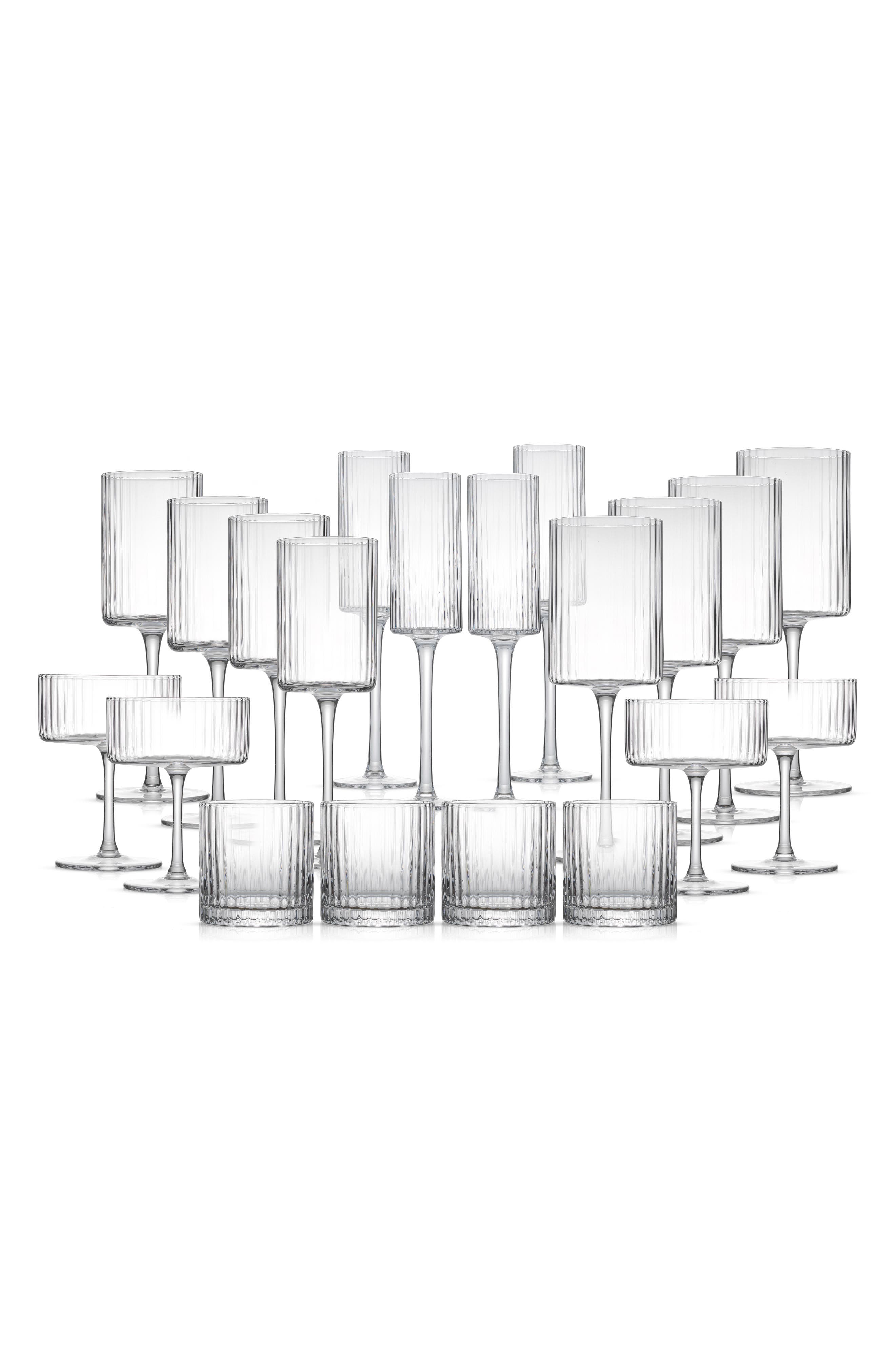 JoyJolt 20-Piece Elle Fluted Glass Set