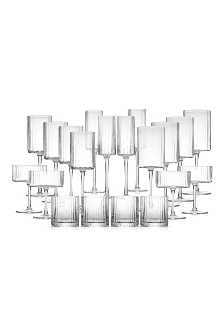 20-Piece Elle Fluted Glass Set, Main, color, CLEAR