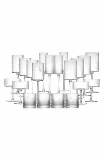 JoyJolt 20-Piece Elle Fluted Glass Set