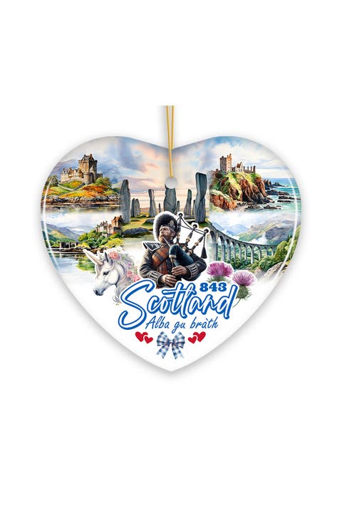 Scotland Highland Heritage Watercolor Heart Ornament