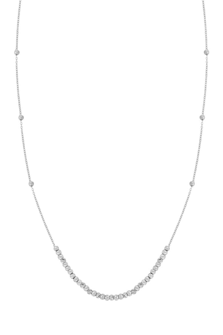 14K Gold Beaded Chain Necklace, Main, color, 14K WHITE GOLD