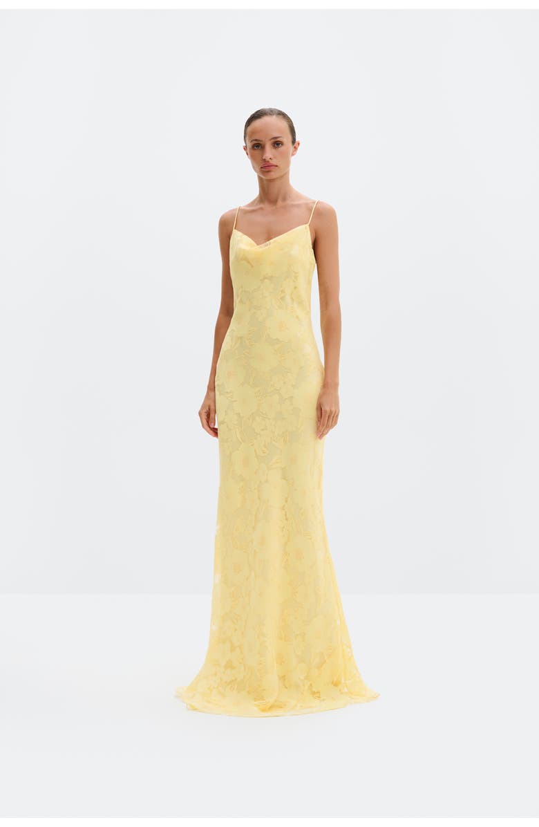 Malina Sorelle Lace Slip Maxi Dress, Main, color, Light Lemon