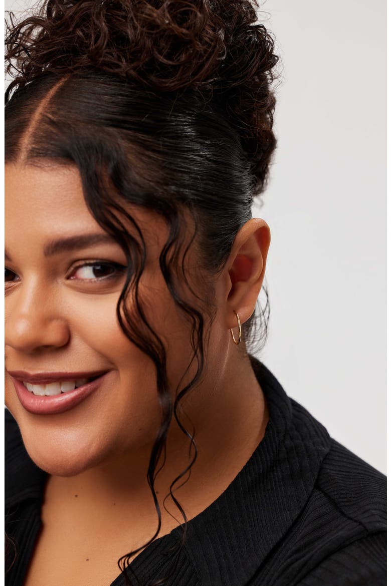 Gold Slim Hoop Earrings - Medium, Alternate, color, Gold
