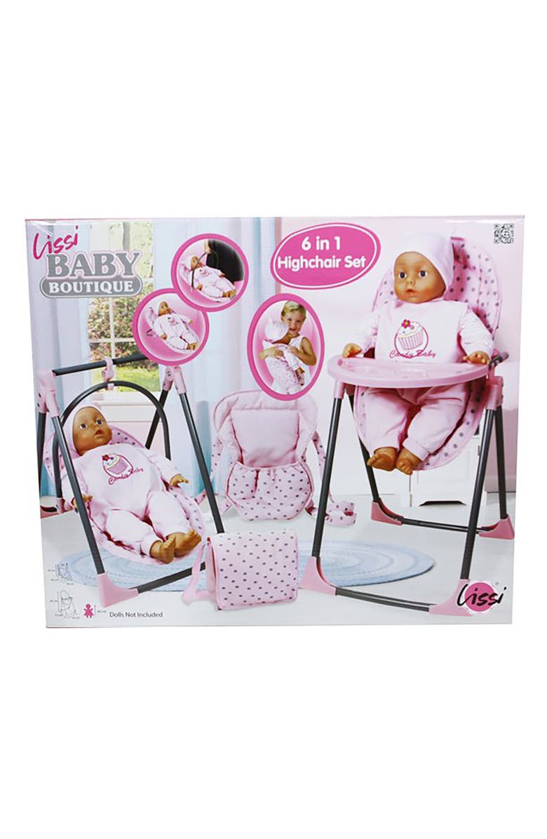 Lissi 6 In 1 Convertible Highchair Play Set, Pink & Grey Polka Dot, Fits Up To 18 Inches, Alternate, color, Multicolored