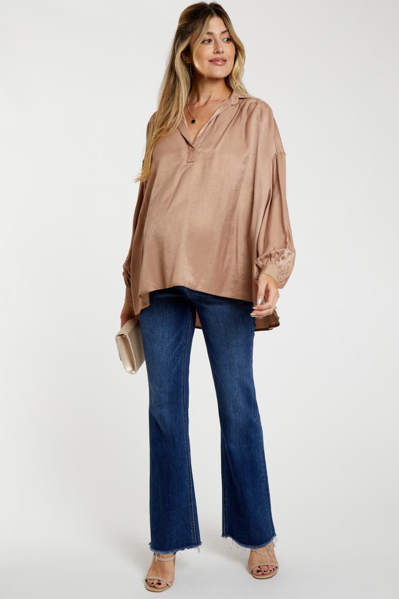 Raw Hem Bootcut Maternity Jeans, Alternate, color, Navy Blue