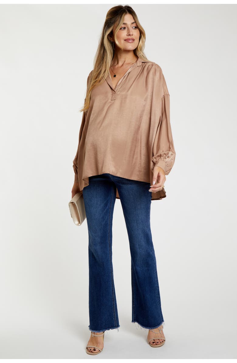 PinkBlush Raw Hem Bootcut Maternity Jeans, Alternate, color, Navy Blue