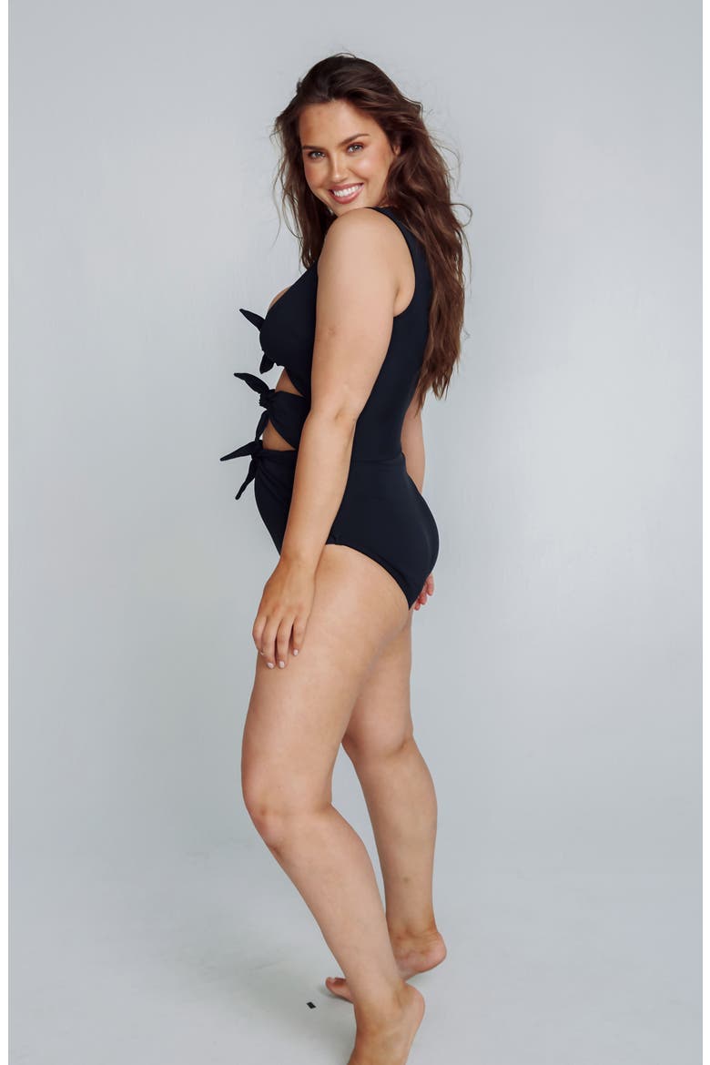 Goddess One-Piece Swimsuit, Alternate, color, BLACK