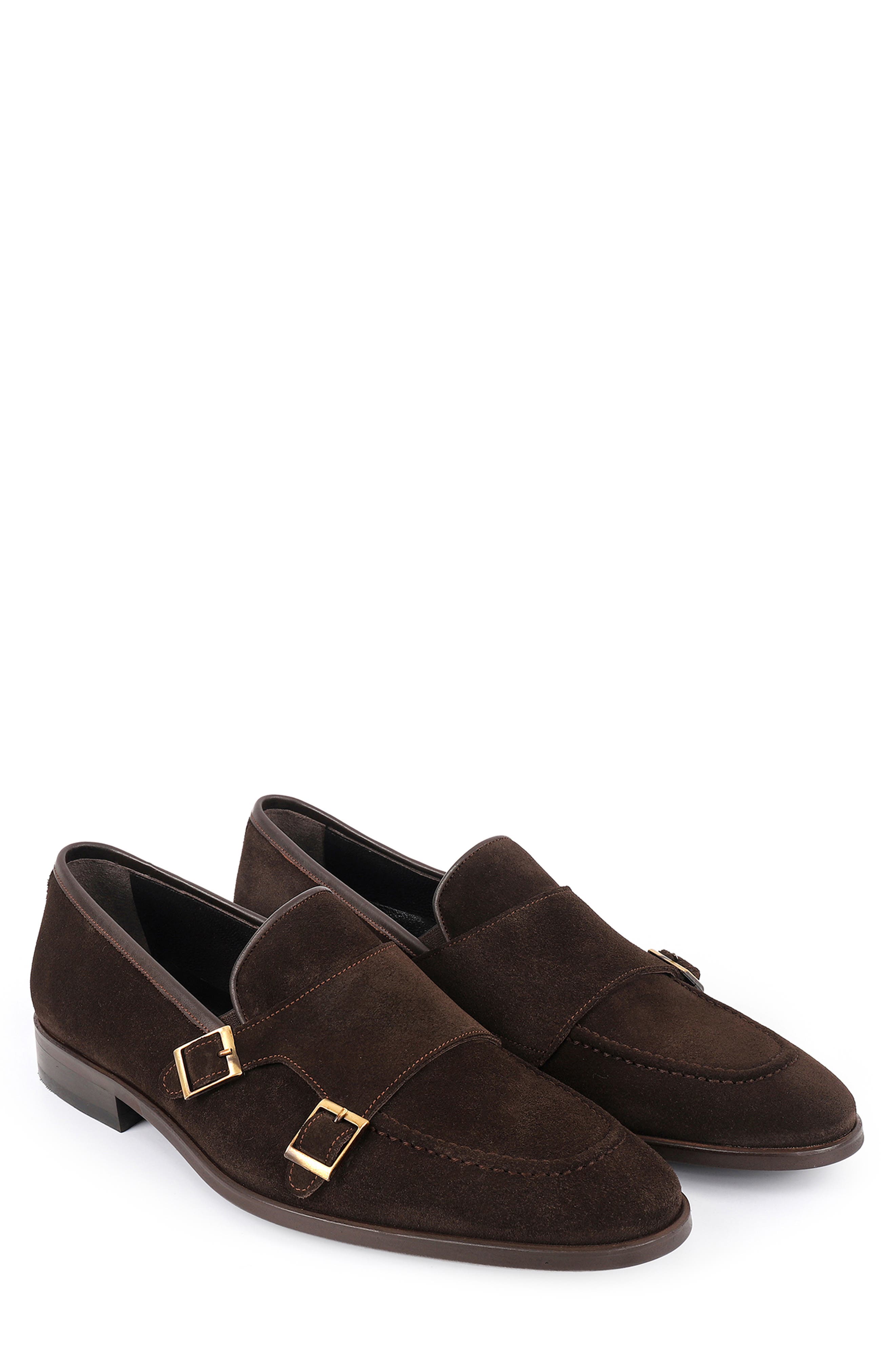 Elmaton Double Monk Strap Leather Loafer, Alternate, color, DARK BROWN