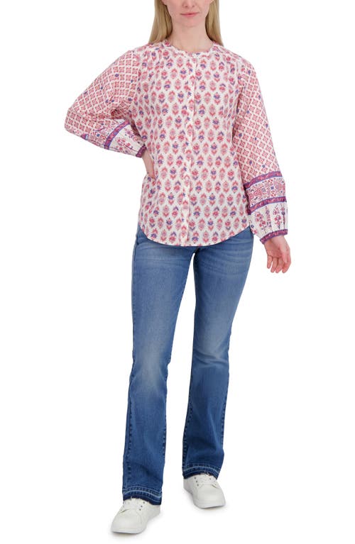 Lucky Brand Border Print Button-up Shirt In Purple Combo