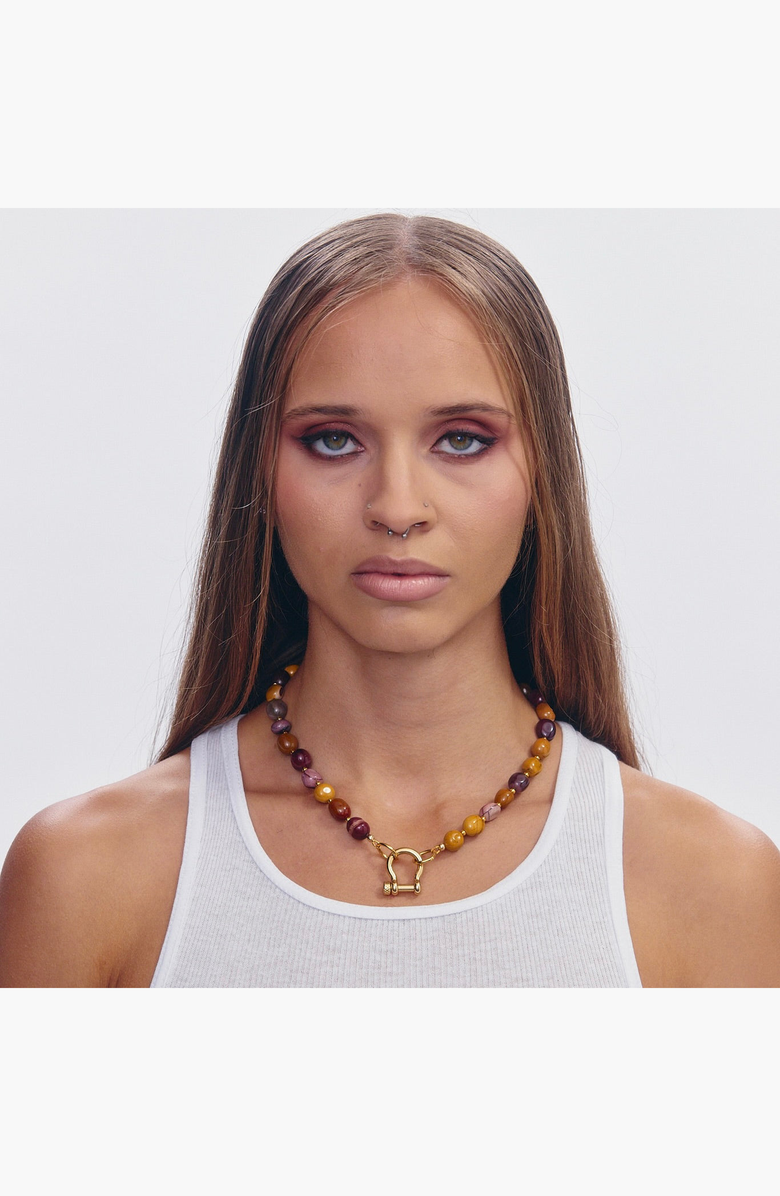 SHOP SPICY DAN Gus Pebble Mookaite Gold Plated Necklace, Alternate, color, Multicolor