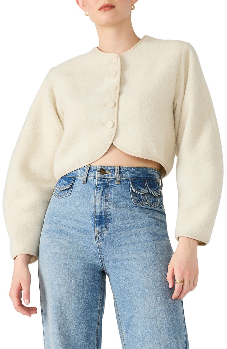 Steve Madden Emlie Collarless Jacket, Alternate, color, Cream