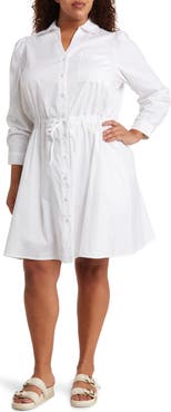 BY DESIGN Adira Long Sleeve Poplin Midi Shirtdress