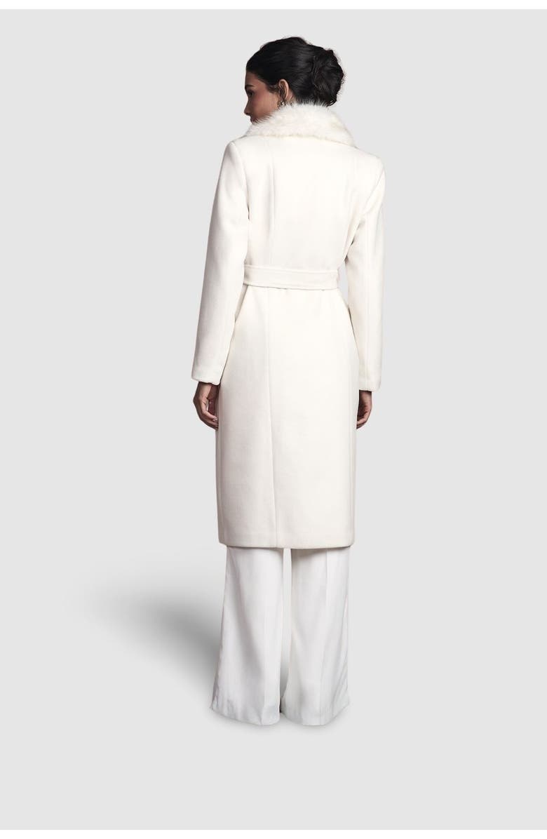 Coast Faux Fur Collar Belted Midi Coat, Alternate, color, Ivory