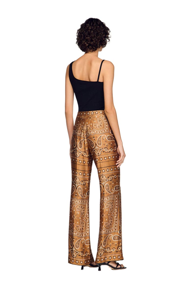 Bandana-print floaty trousers, Alternate, color, Brown / black