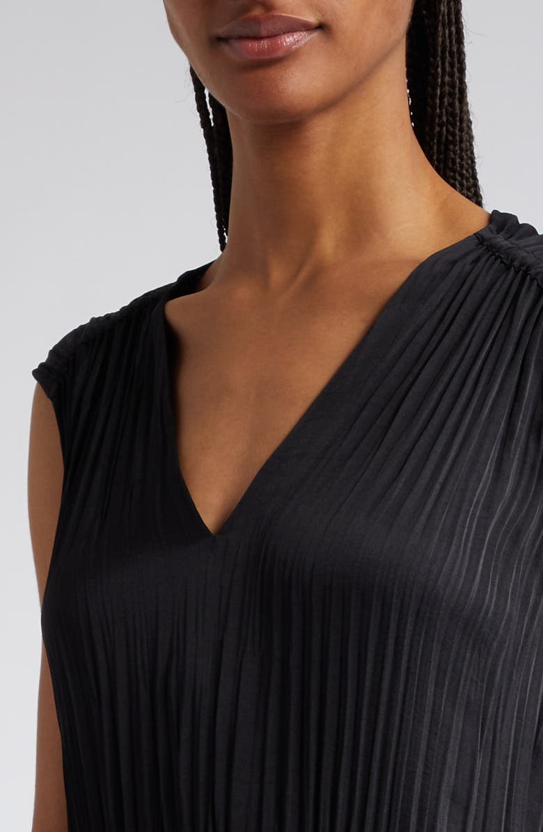 Vince Pleated V-Neck Drawstring Dress, Alternate, color,