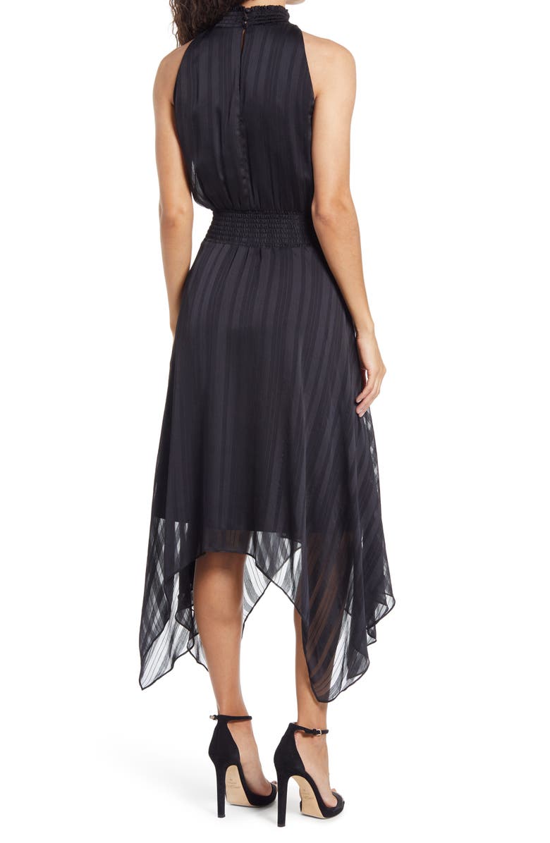 Sam Edelman Tonal Stripe Shark Bite Hem Halter Dress, Alternate, color, 