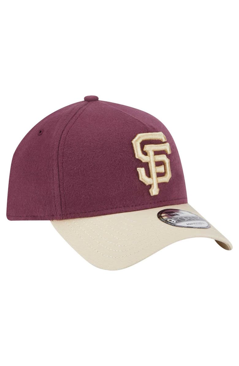 New Era Men's New Era Maroon San Francisco Giants Moleskin Crown A-Frame 9FORTY Adjustable Hat, Alternate, color, Maroon