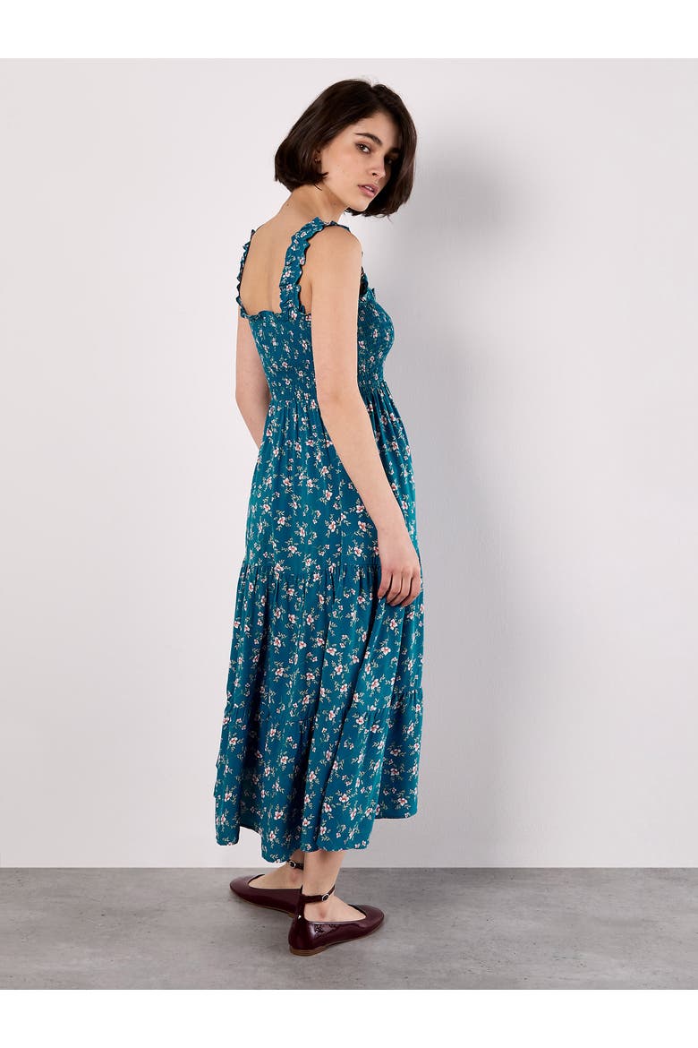 Orchid Smock Tiered Midi Dress, Alternate, color, Blue
