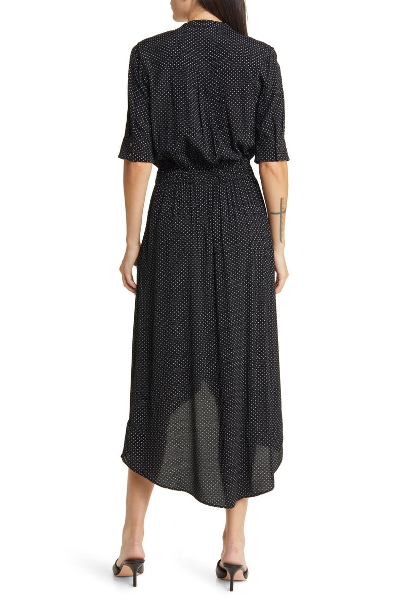 Scotch & Soda Dot Print High-Low Shirtdress & Pendant Necklace, Alternate, color, 