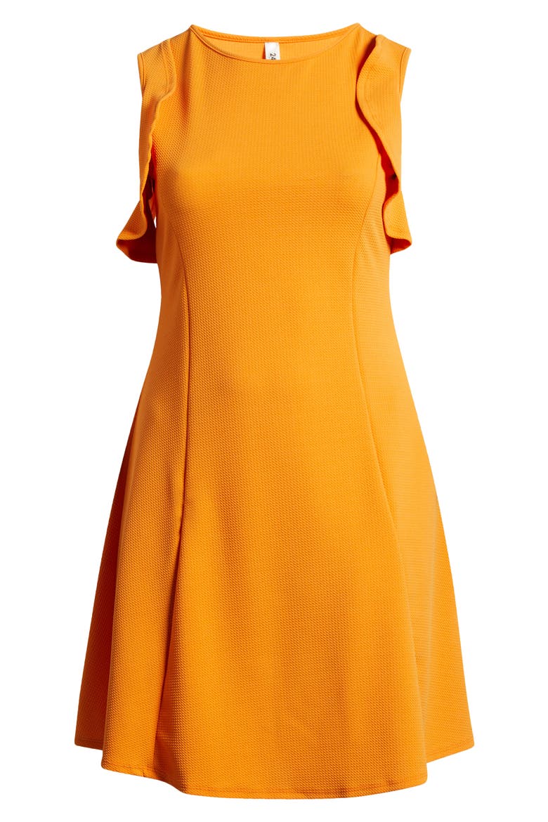 Ruffle Cold Shoulder A-Line Dress, Alternate, color, PEACH