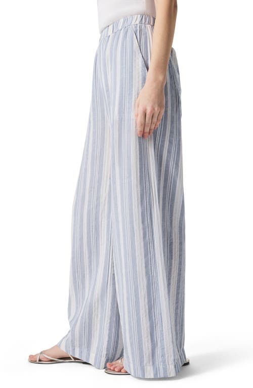Splendid Raegan Stripe Wide Leg Pants In White/seaport