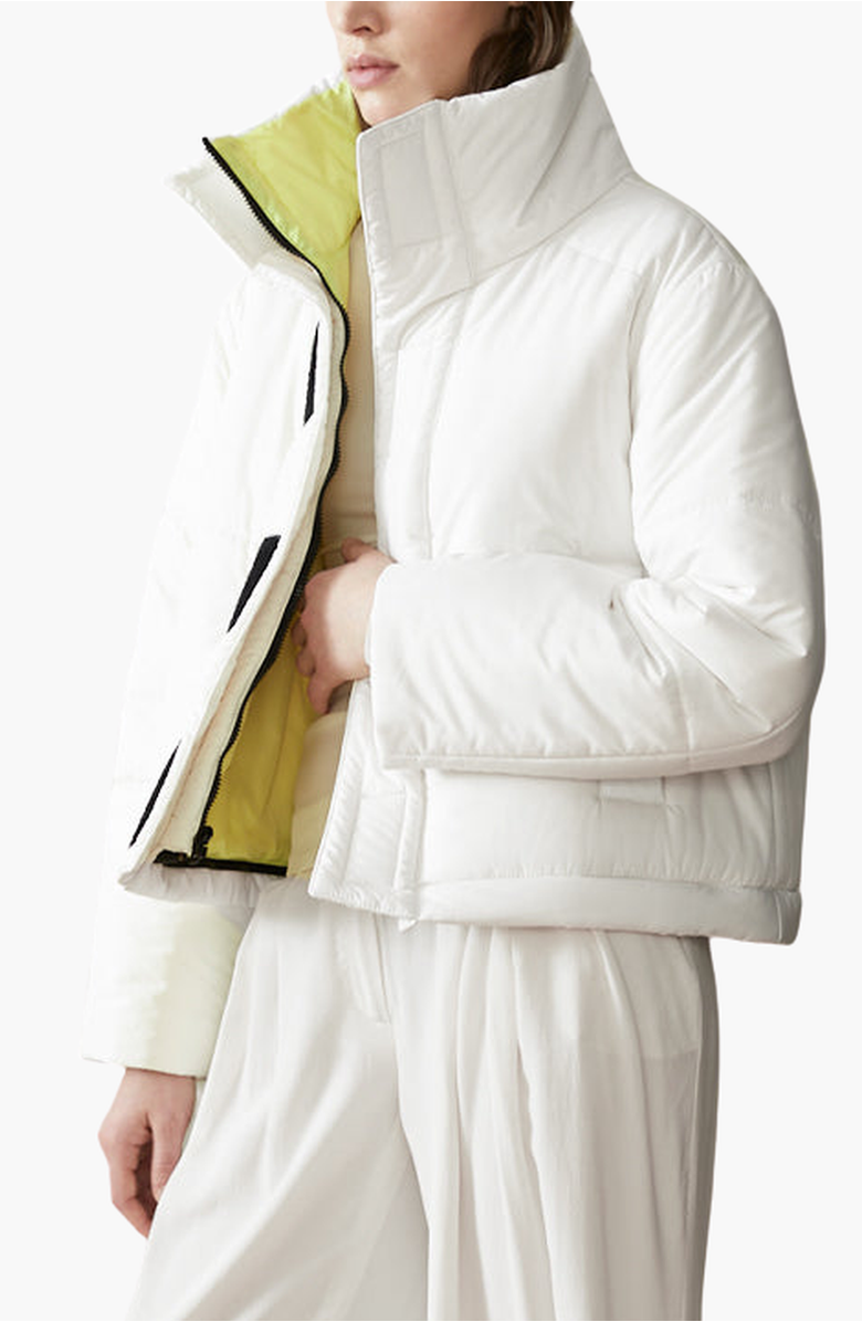 CAALO Reversible Cropped Sustainable Down Coat, Main, color, Winter White / Yellow