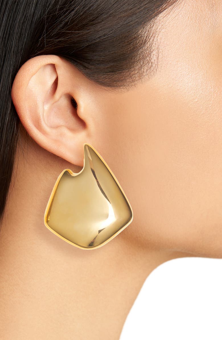 Bottega Veneta Small Vahuo Fin Earrings, Alternate, color, 8120 Yellow Gold