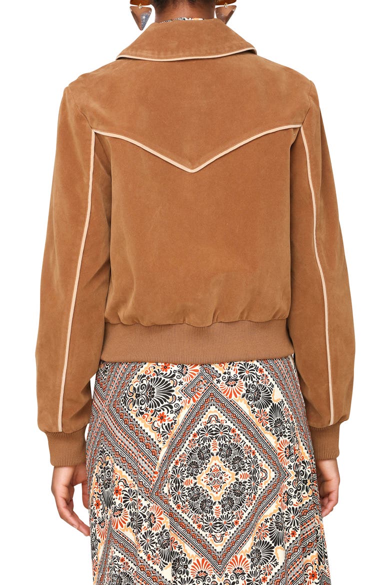 Faux Suede Western Bomber Jacket, Alternate, color, CHAI
