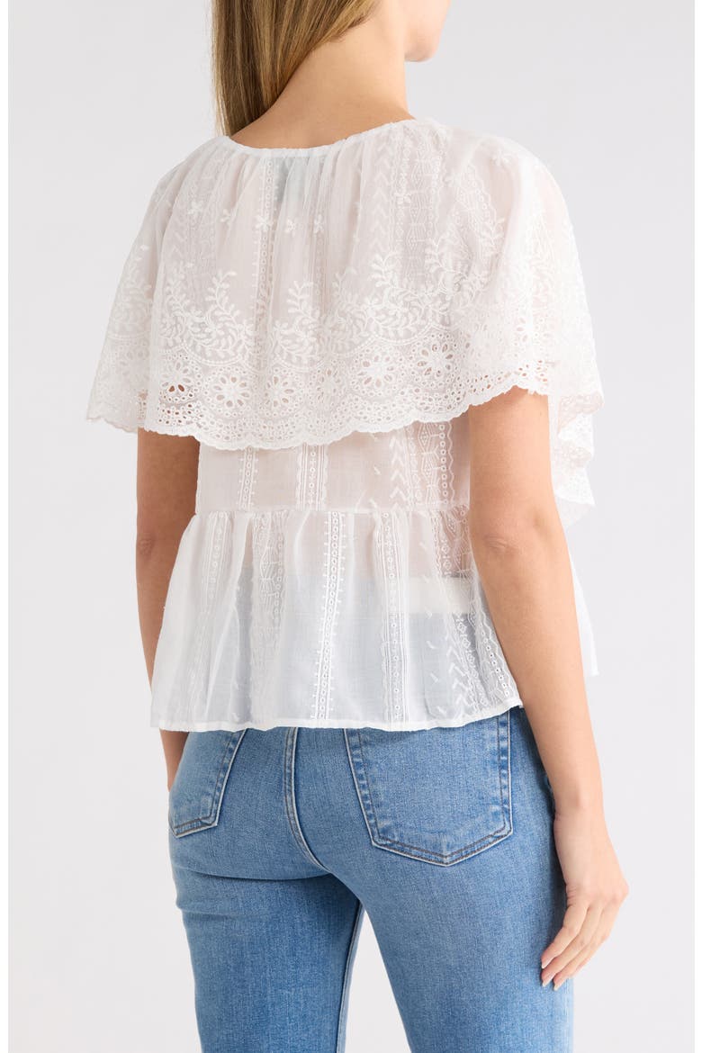 Lace Overlay Cotton Top, Alternate, color, WHITE