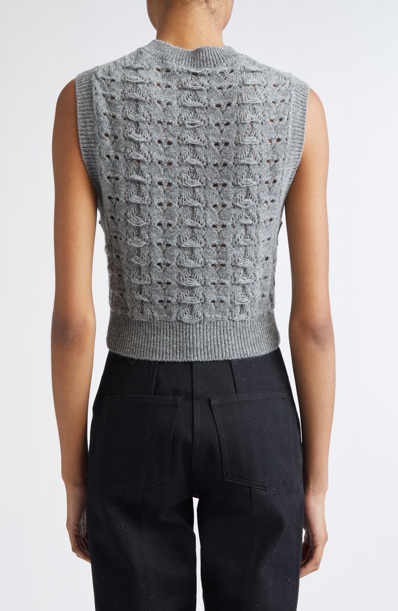 Cecilie Bahnsen Brisa Heritage Lace Knit Wool Crop Sweater Vest, Alternate, color, Light Grey