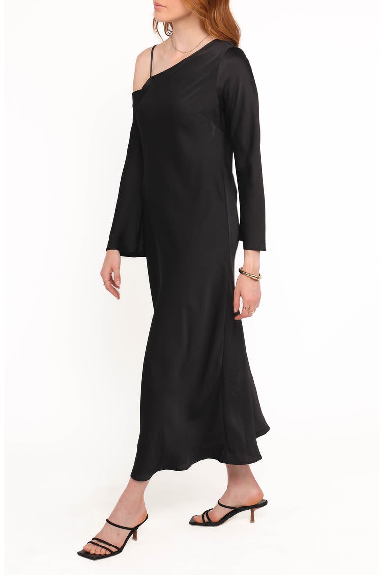 Lindra One-Shoulder Long Sleeve Maxi Dress, Alternate, color, BLACK