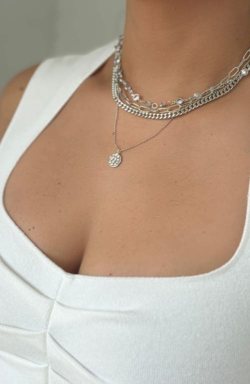 Adornia 14k Yellow Gold Plated Layered Pebbled Charm Necklace In Silver