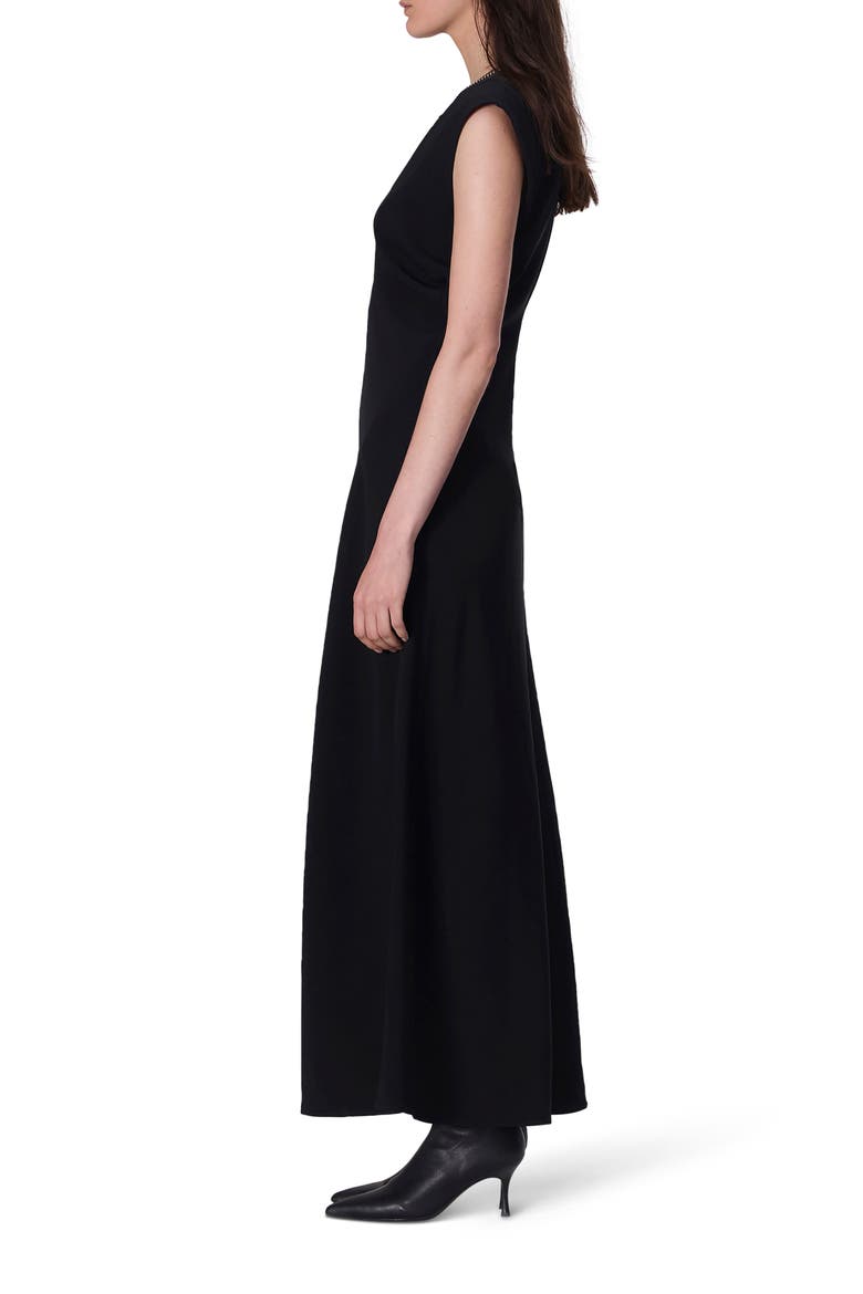 Marie Studded Crepe Maxi Dress, Alternate, color, BLK