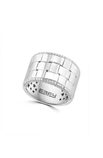 Effy Sterling Silver Diamond Woven Band Ring In Silver