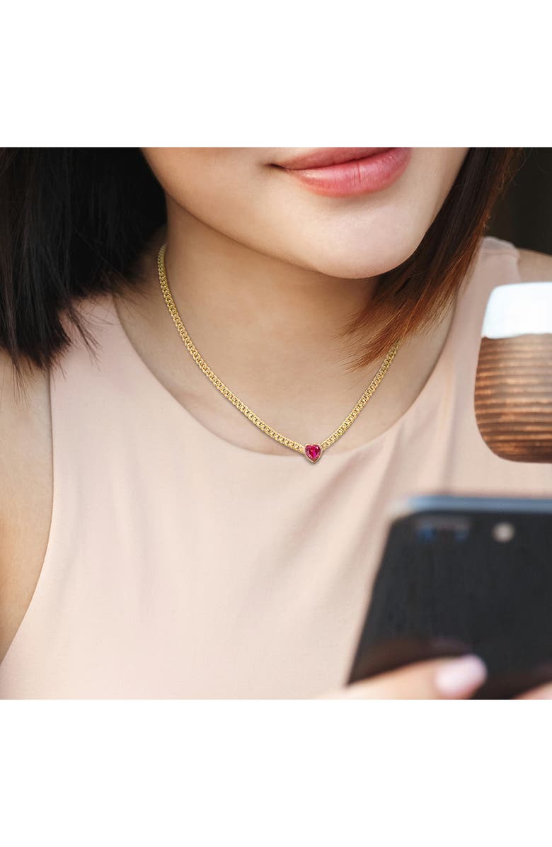 DELMAR Heart Cut Red Cubic Zirconia Necklace, Alternate, color, Red