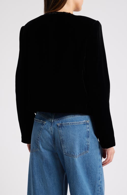 Frame Embellished Velvet Jacket In Black
