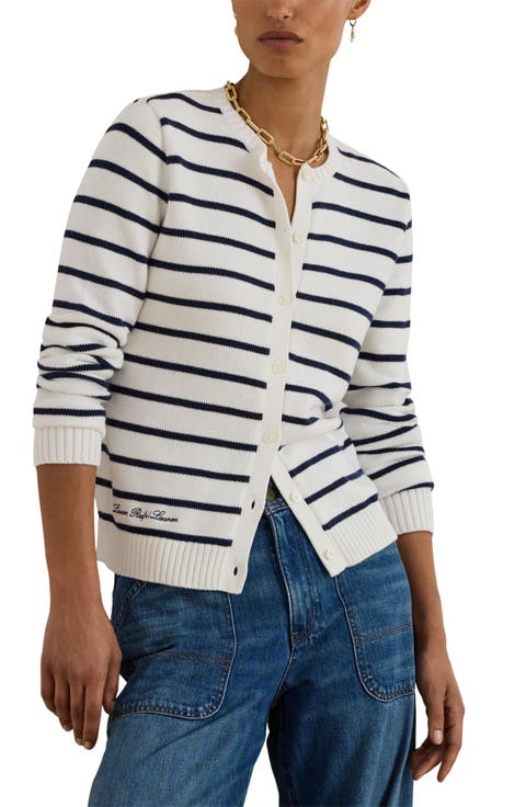 Ralhan Stripe Combed Cotton Cardigan (Regular & Petite)