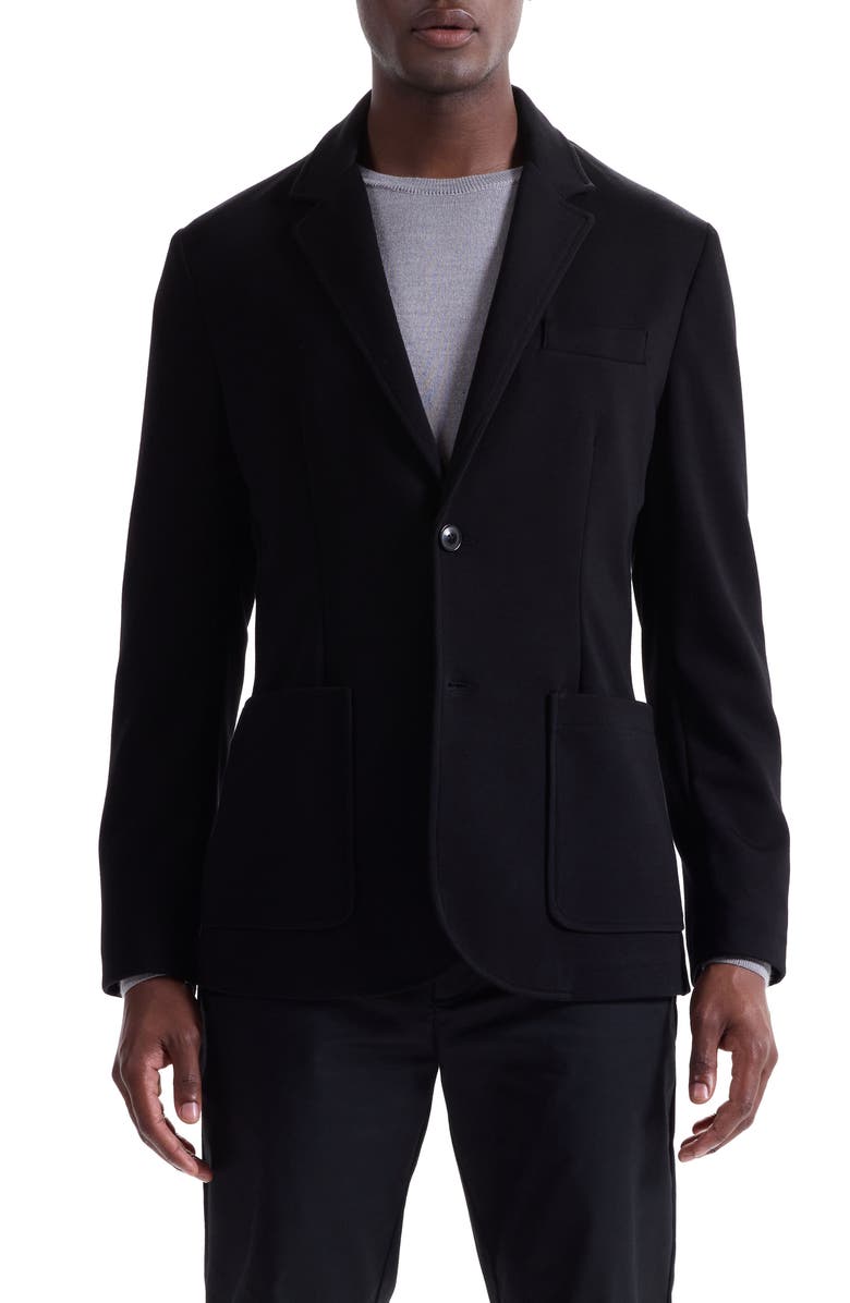 Bugatchi Soft Touch Solid Knit Blazer, Main, color, Black