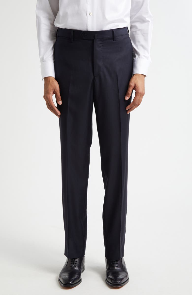ISAIA Herringbone Wool & Silk Suit, Alternate, color, Dark Blue
