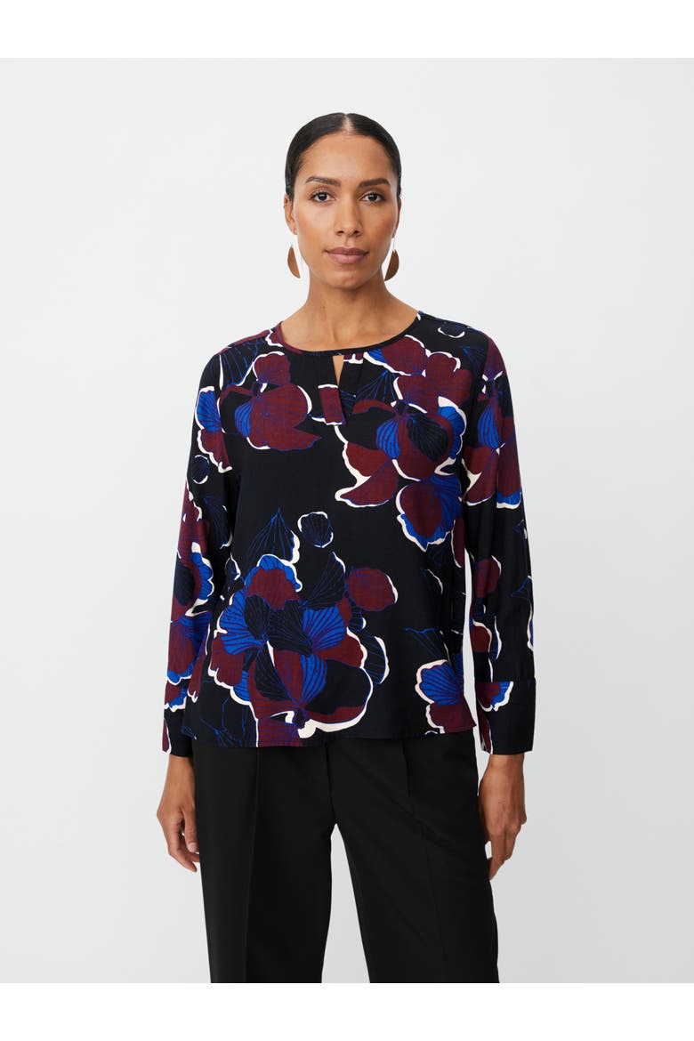 Belsanu Round Neck Long Sleeve Blouse, Main, color, Tawny Port