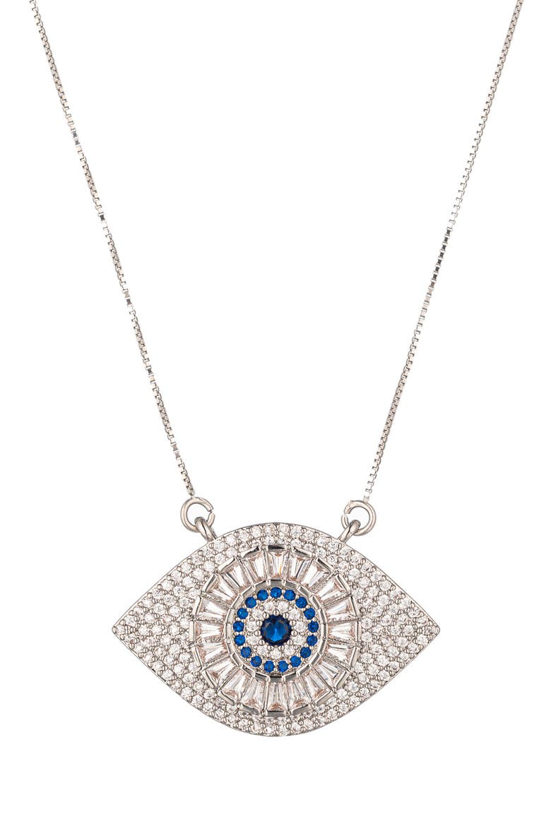 Evil Eye Pendant Necklace, Main, color, SILVER