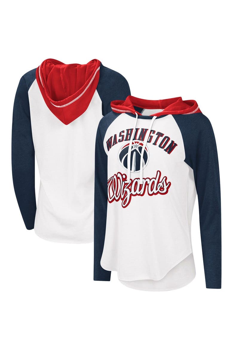 Women's G-III 4Her by Carl Banks White Washington Wizards MVP Raglan Hoodie Long Sleeve T-Shirt, Main, color, White