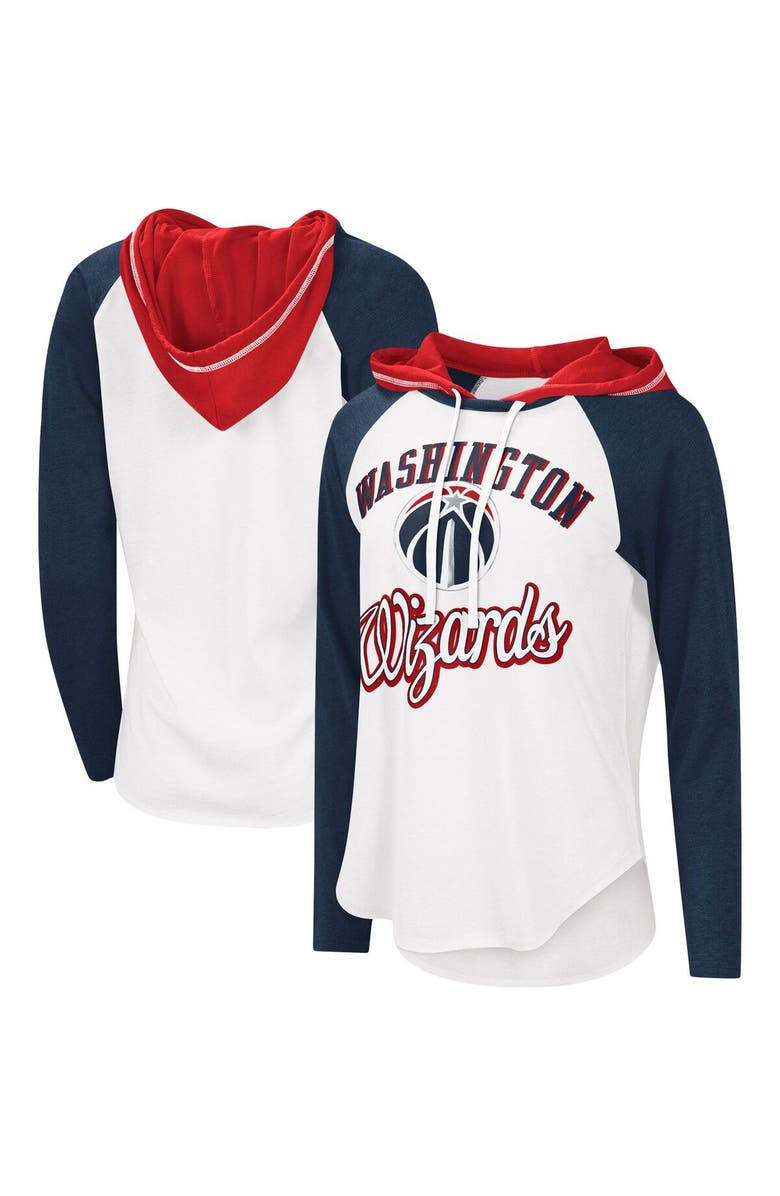 G-III 4HER BY CARL BANKS Women's G-III 4Her by Carl Banks White Washington Wizards MVP Raglan Hoodie Long Sleeve T-Shirt, Main, color,