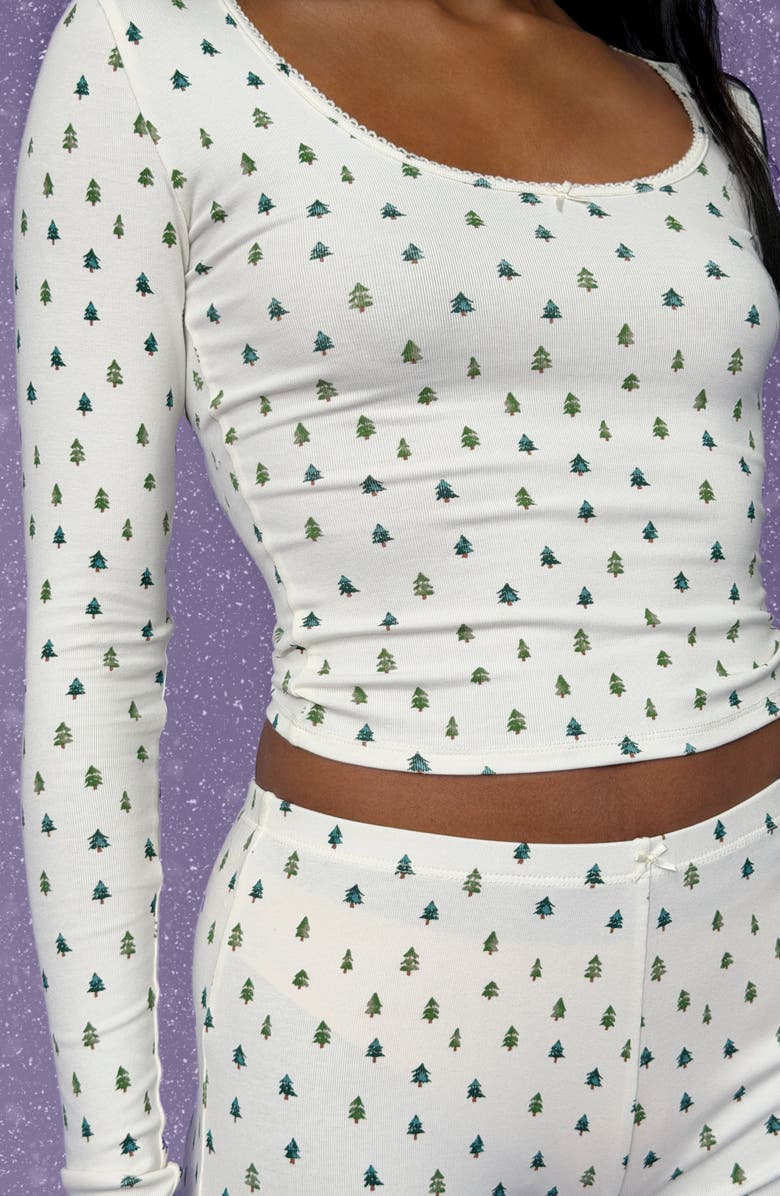 Florence by Mills Holidaze Rib Sleep Top, Alternate, color, White/ Pine