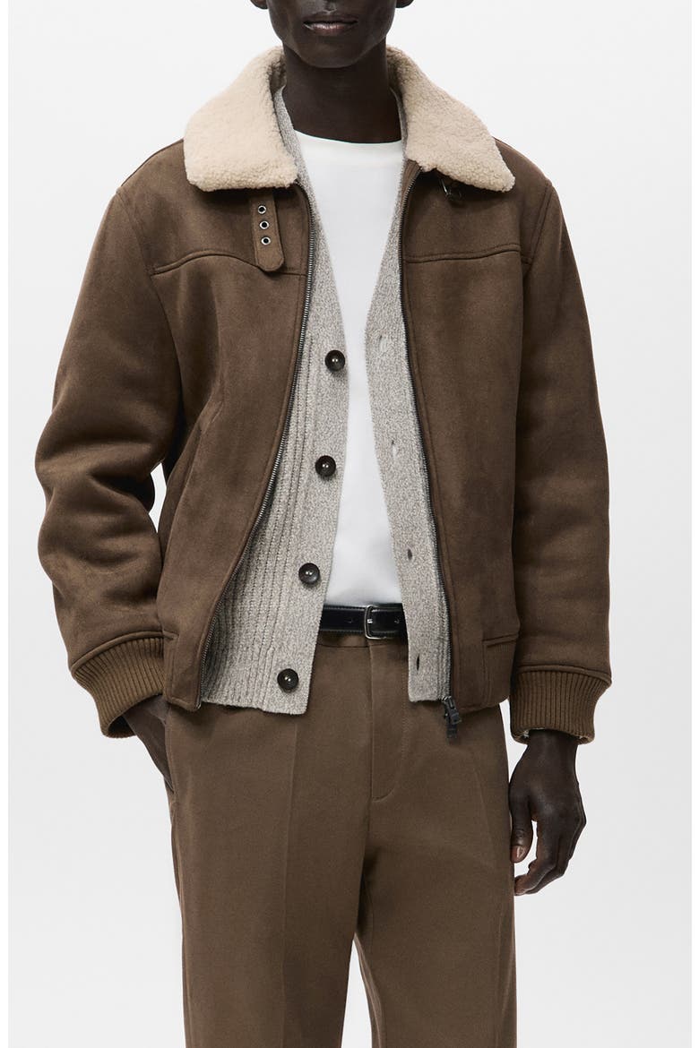 Faux Shearling Jacket, Alternate, color, MEDIUM BROWN