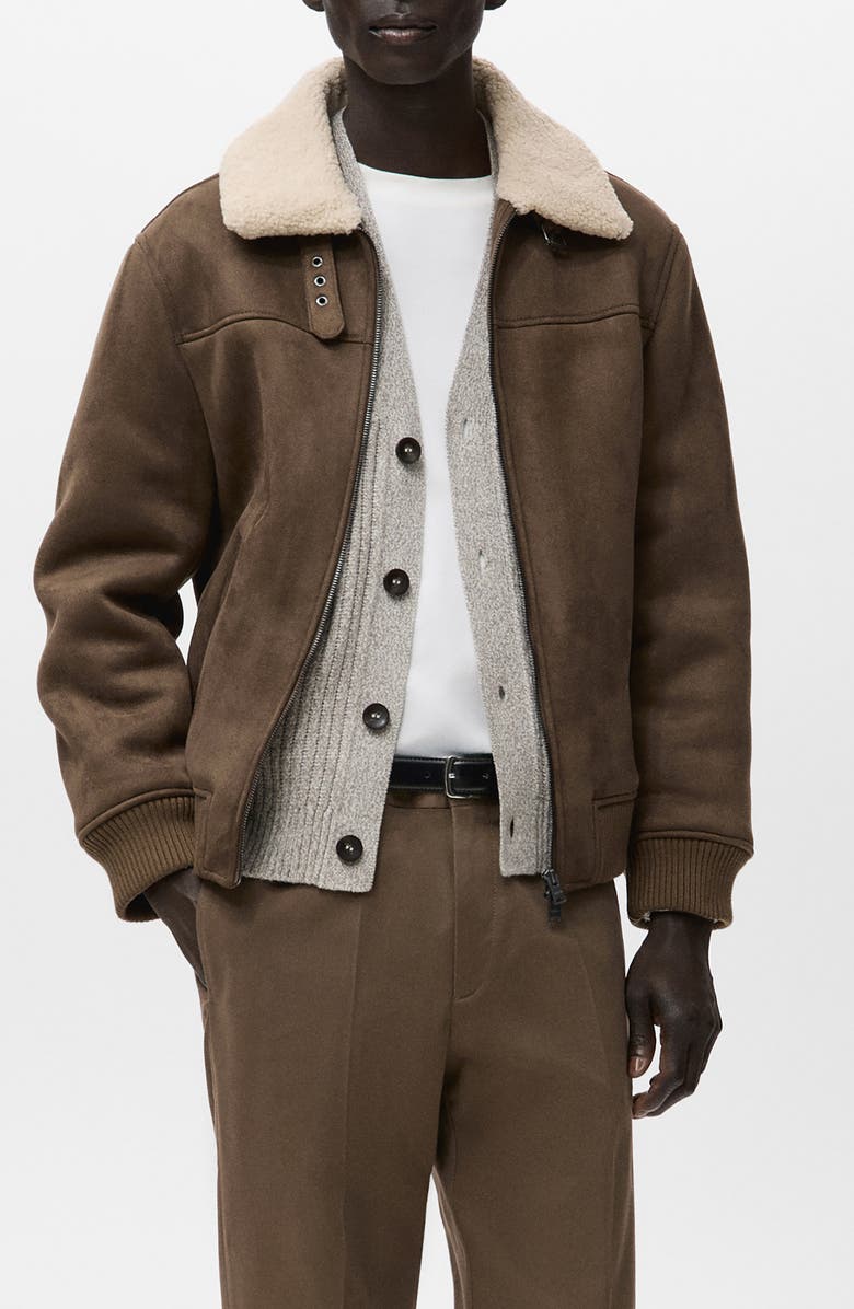 MANGO Faux Shearling Jacket, Alternate, color, Medium Brown