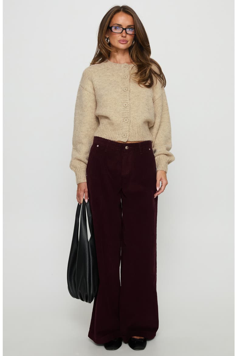 Jacynda Low Rise Wide Leg Corduroy Pants, Alternate, color, CURRANT