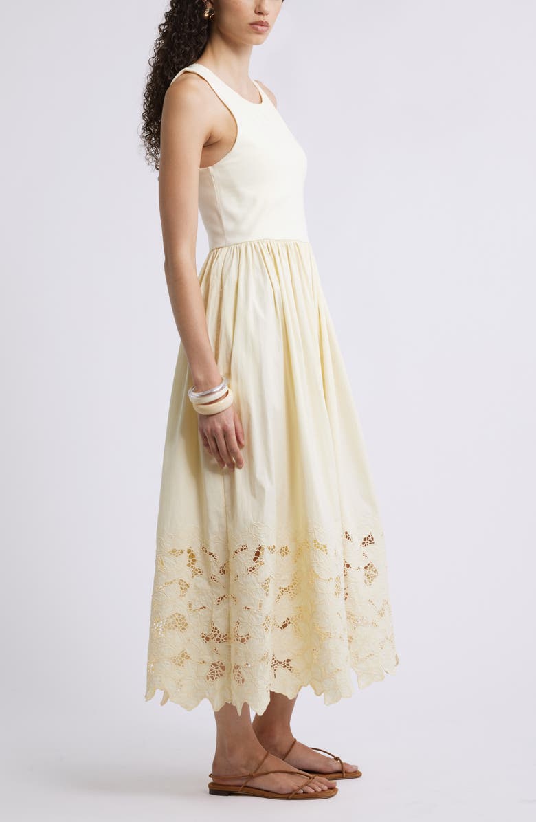 Nordstrom Embroidered Sleeveless Mixed Media Sundress, Alternate, color, Yellow Pale
